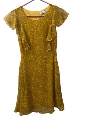 Sm Wardrobe Mustard Dot Ruffle Dress